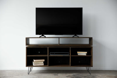 Warm Dark Finish 8 Compartment TV Stand or Media Center