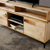 Natural Maple And Steel Multi Compartment TV Stand or Media Center