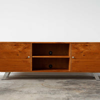 Warm Natural Cherry And Steel TV Stand or Media Center
