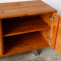 Retro Warm Natural Cherry And Steel TV Stand and Media Center