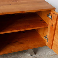 Retro Warm Natural Cherry And Steel TV Stand and Media Center