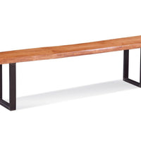 48" Natural Cherry And Black Steel Bench