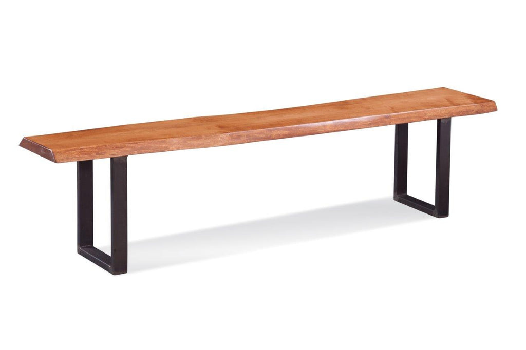 48" Natural Cherry And Black Steel Bench