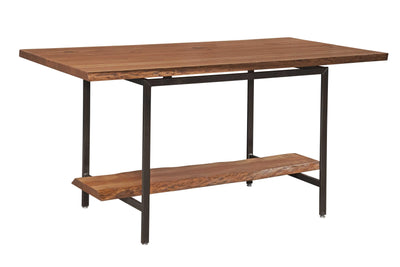 Rectangular Natural Live Edge Cherry Wood and Black Steel Pub Table