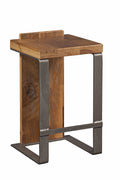 30" Uber Contemporary Oak And Steel Bar Stool