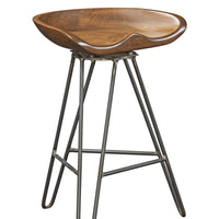 24" Saddle Seat Natural Maple And Gunmetal Bar Stool