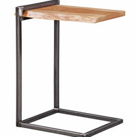 Contemporary Industrial Natural Oak And Steel Side Table
