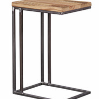 Industrial Natural Oak And Steel Side Table