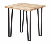 Industrial Style Maple And Black Steel Side End Table