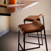 Modern Swatches Brown Leather Counter Stool