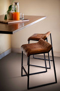 Modern Swatches Brown Leather Counter Stool