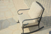 25" X 33" X 34" Black Steel Patio Rocking Chair with Beige Cushions