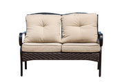 48" X 29" X 35" Black Steel Sofa with Beige Cushions