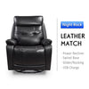 Black Genuine Leather Swivel Power Recliner with USB port
