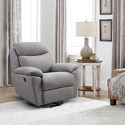 35.43" X 39.37" X 39.8" Light Grey Fabric Glider &amp; Swivel Power Recliner with USB port