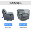 35.43" X 39.37" X 39.8" Grey Green Fabric Glider &amp; Swivel Power Recliner with USB port