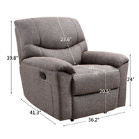 36.22" X 41.33" X 39.8" Brown Fabric Manual Recliner