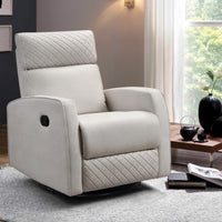 3.31" X 37.4" X 39.4" Cream Air Leather - Glider &amp; Swivel Manual Recliner