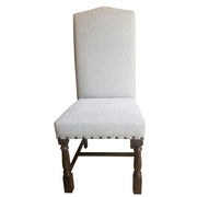 Gray Herringbone and Walnut Wood Dining Chair