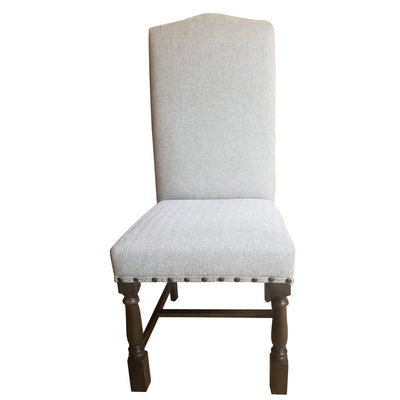 Gray Herringbone and Walnut Wood Dining Chair