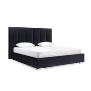 55 X 72 X 87 Black Velvet Upholstered Bed Queen