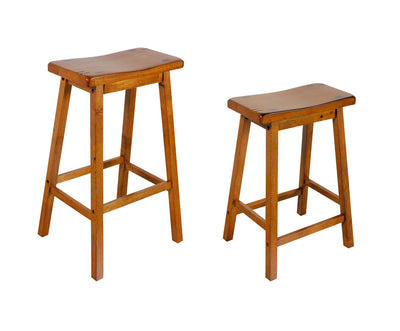 Oak Wooden Counter Height Set of 2 Stools