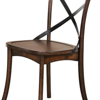 18" X 21" X 35" Dark Oak &amp; Black Wood Side Chair Set2