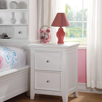 27" White Two Drawers Nightstand