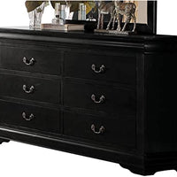57" X 15" X 33" Black Wood Dresser
