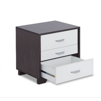 Black and White Metal 3 Drawer Nightstand