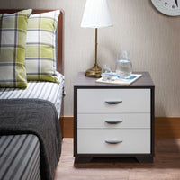 Black and White Metal 3 Drawer Nightstand