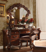 63" Brown Peninsula Vanity Desk With 7 Drawers