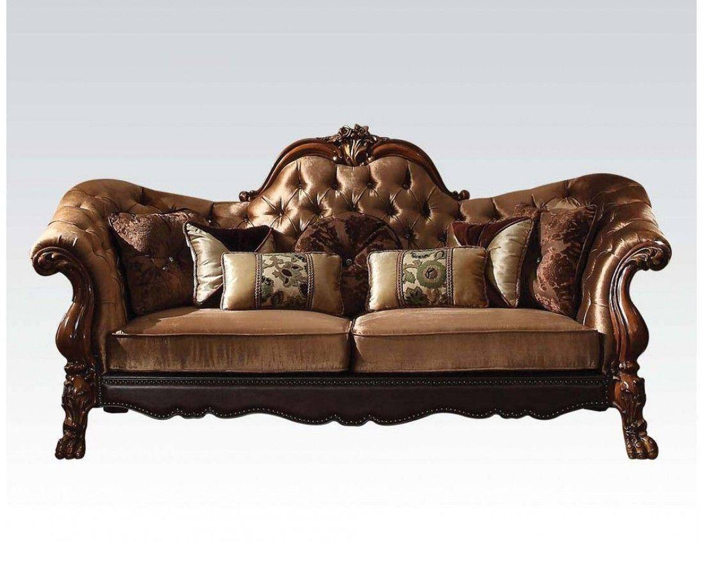 73" X 45" X 48" Golden Brown Velvet Loveseat W-5 Pillows