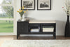 Black Finish Wood and Fabric Bench With Storage