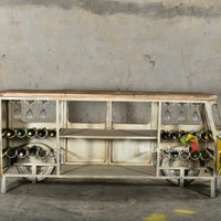 88" x 27" x 40" Yellow and White Peace Bus Wine Bar