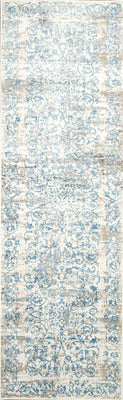7'x10' Ivory Blue Machine Woven Distressed Traditional Indoor Area Rug