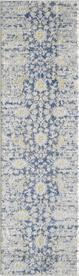 7'x12' Blue Grey Machine Woven Traditional Floral Indoor Area Rug