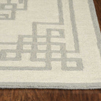 2' x 4' Ivory Grey Wool Area Rug