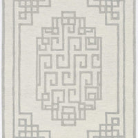 3' x 5' Ivory Grey Geometric Bordered Wool Area Rug