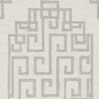 3' x 5' Ivory Grey Geometric Bordered Wool Area Rug