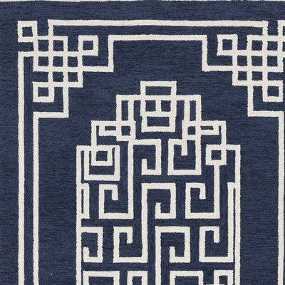 3'x5' Navy Ivory Geometric Wool Area Rug