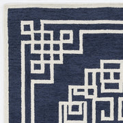 96" X 120" Navy Ivory Wool Rug