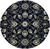 2'x3' Navy Blue Hand Woven UV Treated Hooked Traditional Floral Indoor Outdoor Area Rug