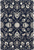 3'x5' Navy Blue Hand Hooked UV Treated Traditional Floral Design Indoor Outdoor Rug