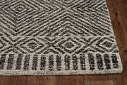 2' x 8' Grey or Black Geometric Diamond Wool Runner Rug