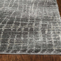 2' x 7' Grey Abstract Lines Runner Rug