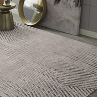 5'x8' Ivory Grey Machine Woven Abstract Lines Indoor Area Rug