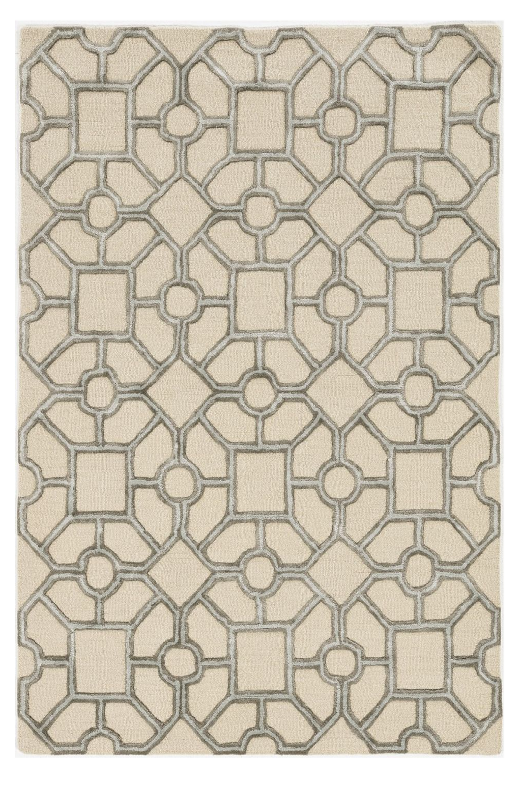 12'x15' Beige Hand Tufted Geometric Indoor Area Rug