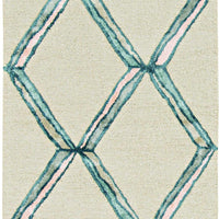 2' x 8' Cream Geometric Diamond Wool Runner Rug