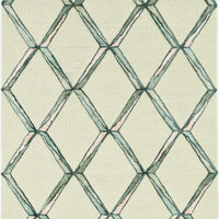 2' x 8' Cream Geometric Diamond Wool Runner Rug